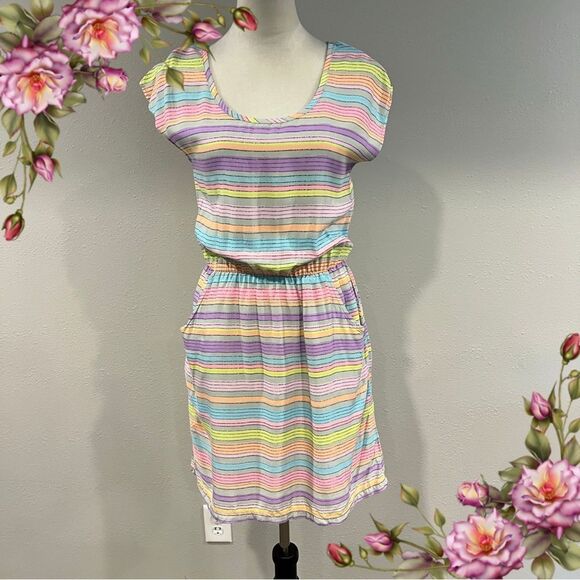 Mossimo Striped Multicolor short sleeve Casual Dress size small - Picture 1 of 11